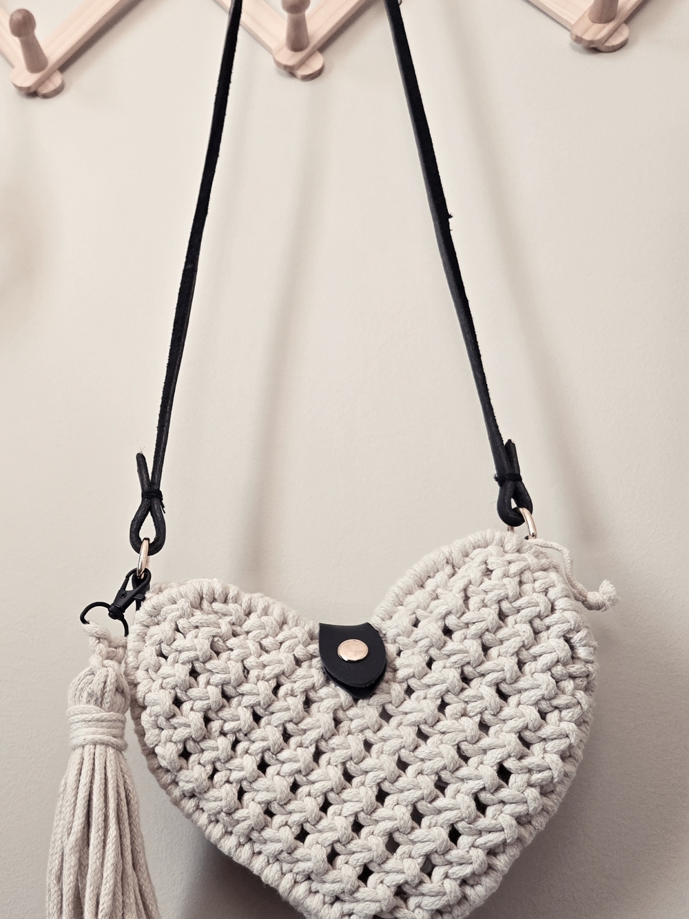 Handmade  Macrame Heart Crossbody Bag